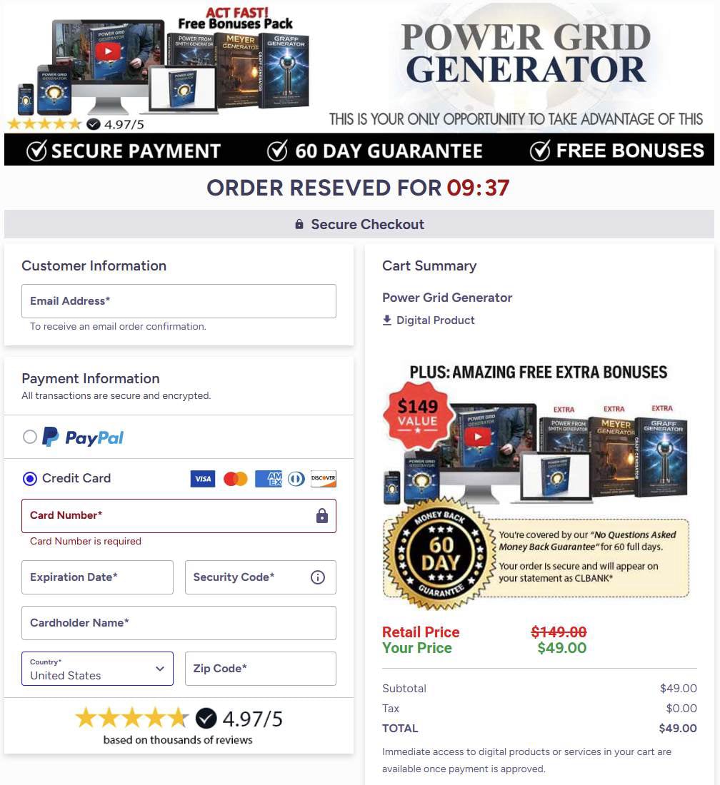 Power Grid Generator Order